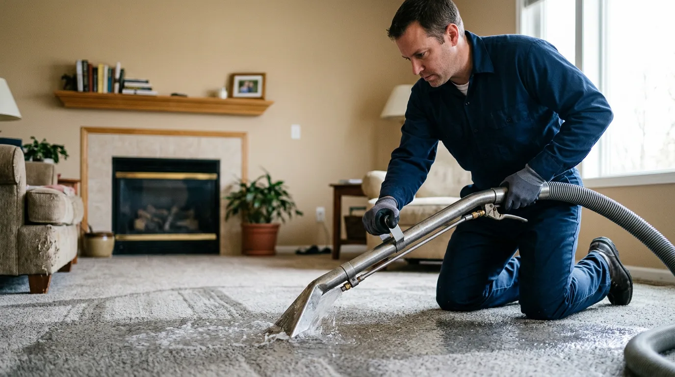 Water damage restoration technician working near Norman, OK